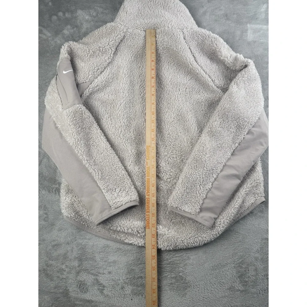 Nike Sweater Womens Medium Cream Sherpa Therma Fleece Training High Neck Ladies